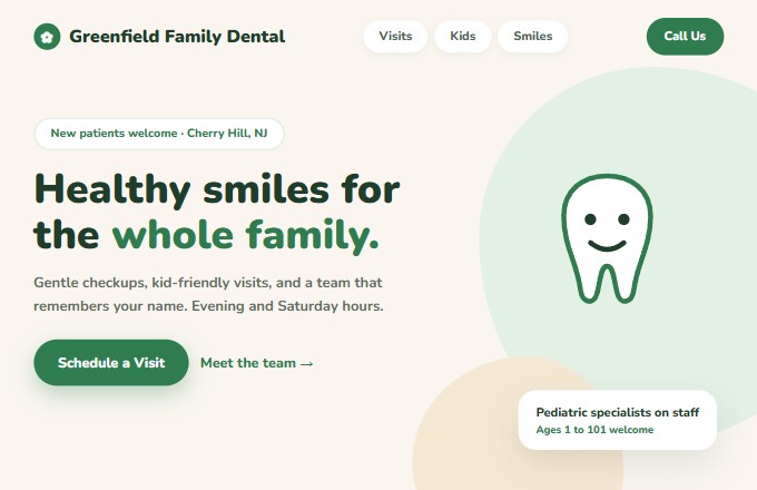 Greenfield Family Dental design concept